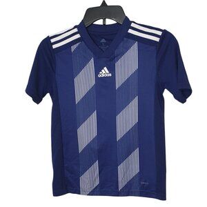 Adidas Boys Climalite Athletic Jersey YSM Blue/White Stripes Sporty Logo Street